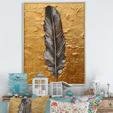 Boho Glam Exquisite Gold Feather Painting - Black Feathers Wall Art