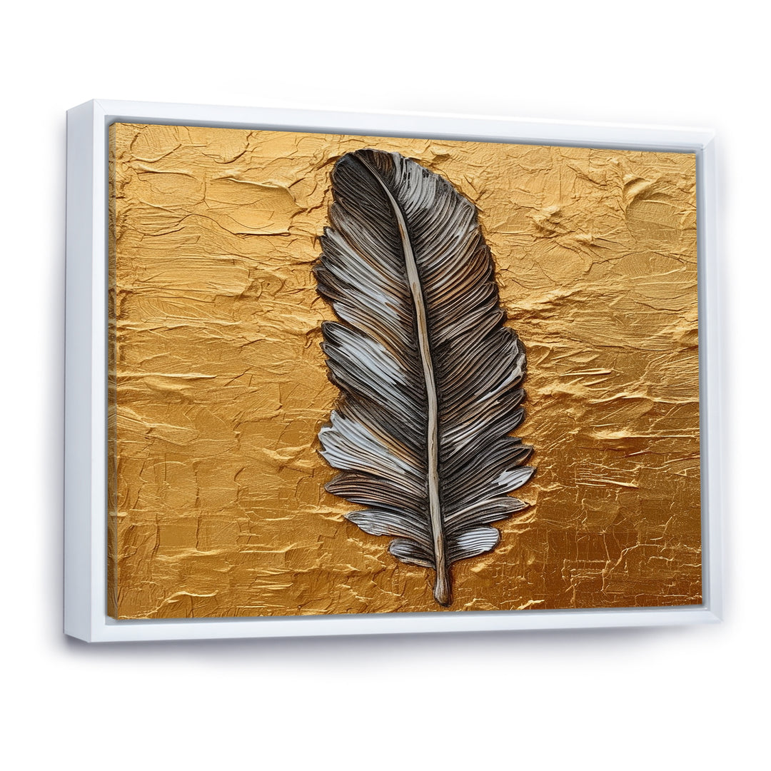 Boho Glam Exquisite Gold Feather Painting - Black Feathers Wall Art