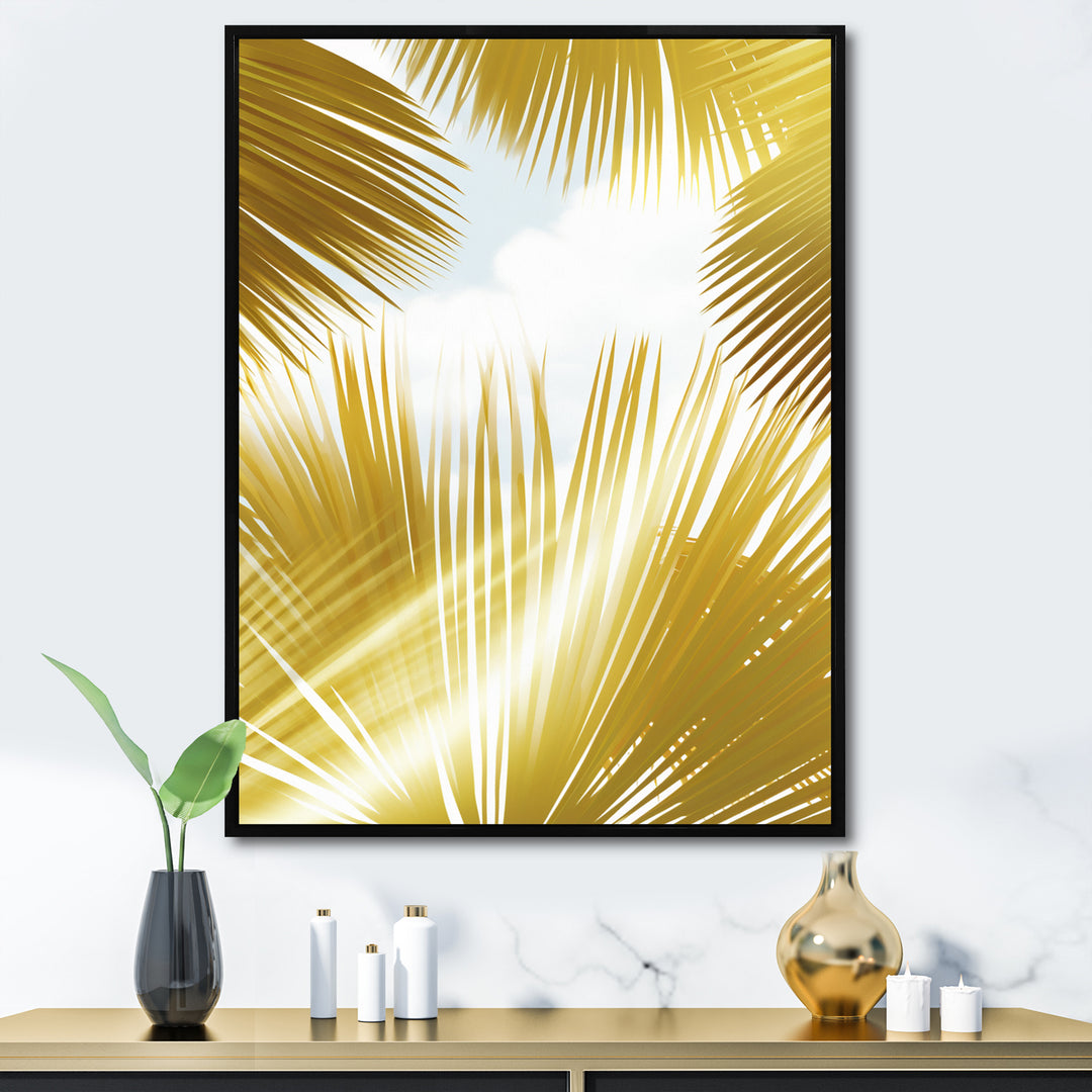 Tropical Golden Palm Leaves - Feathers Home Decor Art