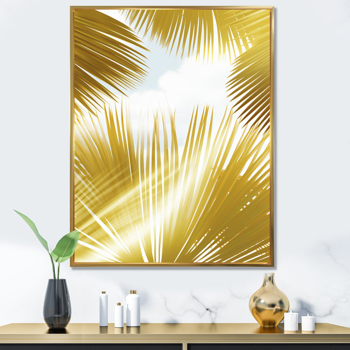 Tropical Golden Palm Leaves - Feathers Home Decor Art