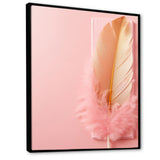 Boho Glam Gold and Pink Feather Elegance - Feathers Living Room Wall Art