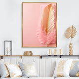 Boho Glam Gold and Pink Feather Elegance - Feathers Living Room Wall Art