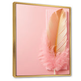 Boho Glam Gold and Pink Feather Elegance - Feathers Living Room Wall Art