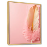 Boho Glam Gold and Pink Feather Elegance - Feathers Living Room Wall Art