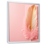 Boho Glam Gold and Pink Feather Elegance - Feathers Living Room Wall Art