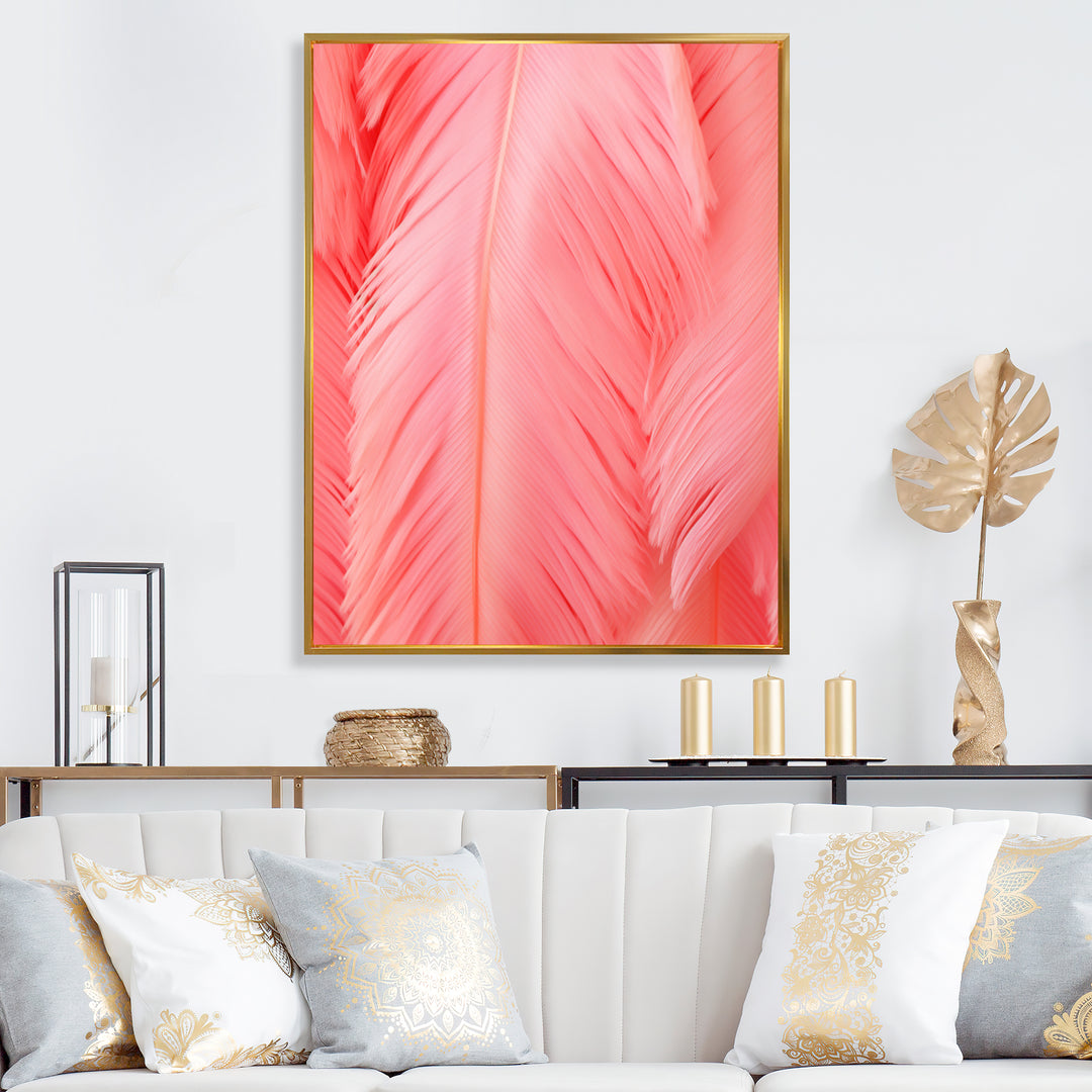 Boho Glam Pink Feather Elegance - Feathers Bedroom Wall Art
