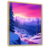 Winter Scenery Pink Evening Glow In The Mountains - Feathers Canvas Wall Art