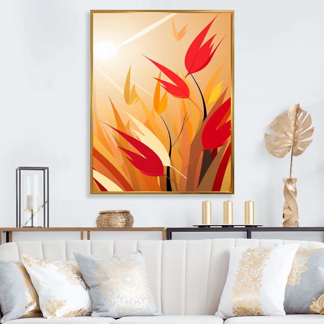 Retro Autumn Leaves In The Meadows - Feathers Wall Art Prints