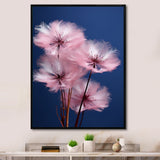 Delicate Pink Dandelion Flowers On Blue Sky - Feathers Wall Art Prints