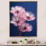 Delicate Pink Dandelion Flowers On Blue Sky - Feathers Wall Art Prints