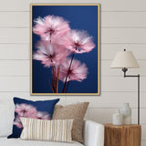 Delicate Pink Dandelion Flowers On Blue Sky - Feathers Wall Art Prints