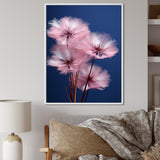 Delicate Pink Dandelion Flowers On Blue Sky - Feathers Wall Art Prints