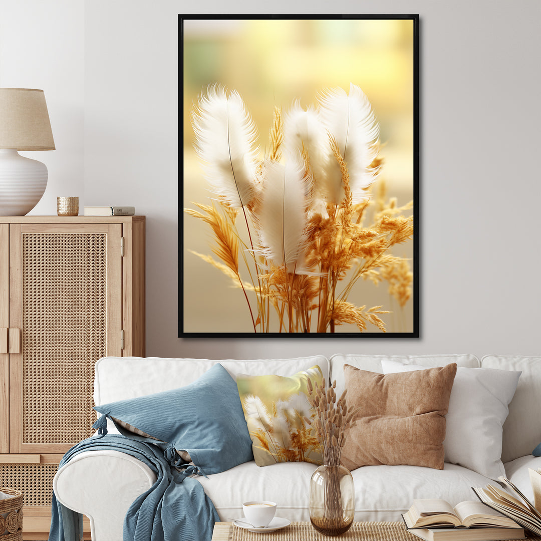 Delicate Spring Blossoming In The Meadows - White Feathers Wall Art