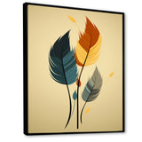 Retro Blue And Amber Orange Boho Feathers - Blue Feathers Wall Art