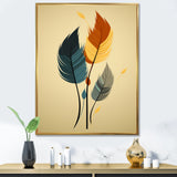Retro Blue And Amber Orange Boho Feathers - Blue Feathers Wall Art