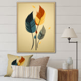 Retro Blue And Amber Orange Boho Feathers - Blue Feathers Wall Art