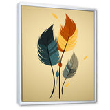 Retro Blue And Amber Orange Boho Feathers - Blue Feathers Wall Art