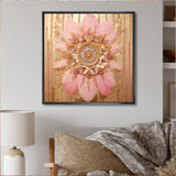 Boho Glam Pink And Gold Dreamcatcher - Feathers Framed Canvas Art