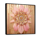 Boho Glam Pink And Gold Dreamcatcher - Feathers Framed Canvas Art