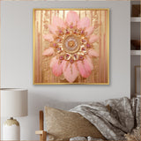 Boho Glam Pink And Gold Dreamcatcher - Feathers Framed Canvas Art