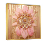 Boho Glam Pink And Gold Dreamcatcher - Feathers Framed Canvas Art