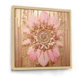 Boho Glam Pink And Gold Dreamcatcher - Feathers Framed Canvas Art