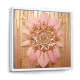 Boho Glam Pink And Gold Dreamcatcher - Feathers Framed Canvas Art