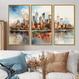 Dreamy New York Scenery Retro Watercolor - Multi-Panels