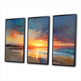 Sunset Tranquility Vibrant Beach Sky Marriage - 3-Piece Canvas Wall Art