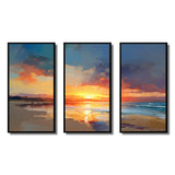 Sunset Tranquility Vibrant Beach Sky Marriage - 3-Piece Canvas Wall Art