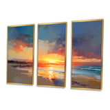 Sunset Tranquility Vibrant Beach Sky Marriage - 3-Piece Canvas Wall Art