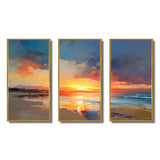 Sunset Tranquility Vibrant Beach Sky Marriage - 3-Piece Canvas Wall Art