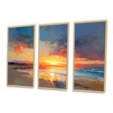 Sunset Tranquility Vibrant Beach Sky Marriage - 3-Piece Canvas Wall Art