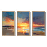 Sunset Tranquility Vibrant Beach Sky Marriage - 3-Piece Canvas Wall Art
