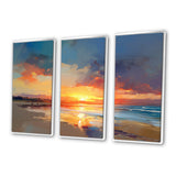 Sunset Tranquility Vibrant Beach Sky Marriage - 3-Piece Canvas Wall Art