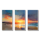 Sunset Tranquility Vibrant Beach Sky Marriage - 3-Piece Canvas Wall Art