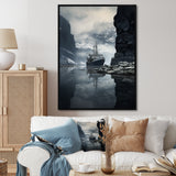 Boat Entering The Fjord - Boat Canvas Wall Art