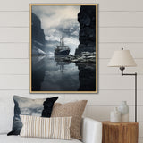 Boat Entering The Fjord - Boat Canvas Wall Art
