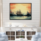 Sailboat At Sunset Vintage Illustration - Boat Canvas Wall Art