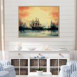 Sailboat At Sunset Vintage Illustration - Boat Canvas Wall Art
