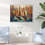 Abstract Sailboats At Sunset Cubist Minimalism - Boat Canvas Wall Art