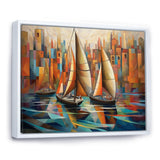Abstract Sailboats At Sunset Cubist Minimalism - Boat Canvas Wall Art