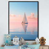 Solitary Sailboat Tranquility Pastel Sunset - Boat Canvas Wall Art