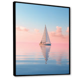 Solitary Sailboat Tranquility Pastel Sunset - Boat Canvas Wall Art