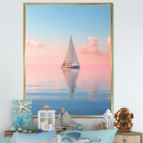 Solitary Sailboat Tranquility Pastel Sunset - Boat Canvas Wall Art