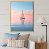 Solitary Sailboat Tranquility Pastel Sunset - Boat Canvas Wall Art