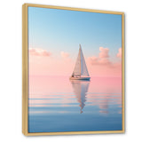 Solitary Sailboat Tranquility Pastel Sunset - Boat Canvas Wall Art