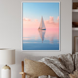 Solitary Sailboat Tranquility Pastel Sunset - Boat Canvas Wall Art