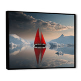 Red Sailboat Arctic Tranquility - Boat Canvas Wall Art