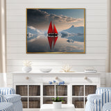 Red Sailboat Arctic Tranquility - Boat Canvas Wall Art